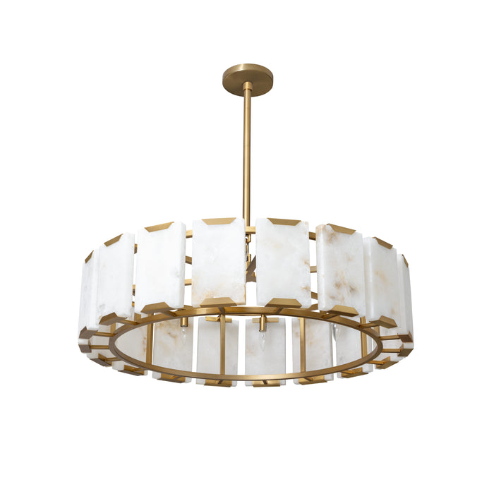 Sunpan Modern Rovira 9-Light Gold Alabaster Chandelier