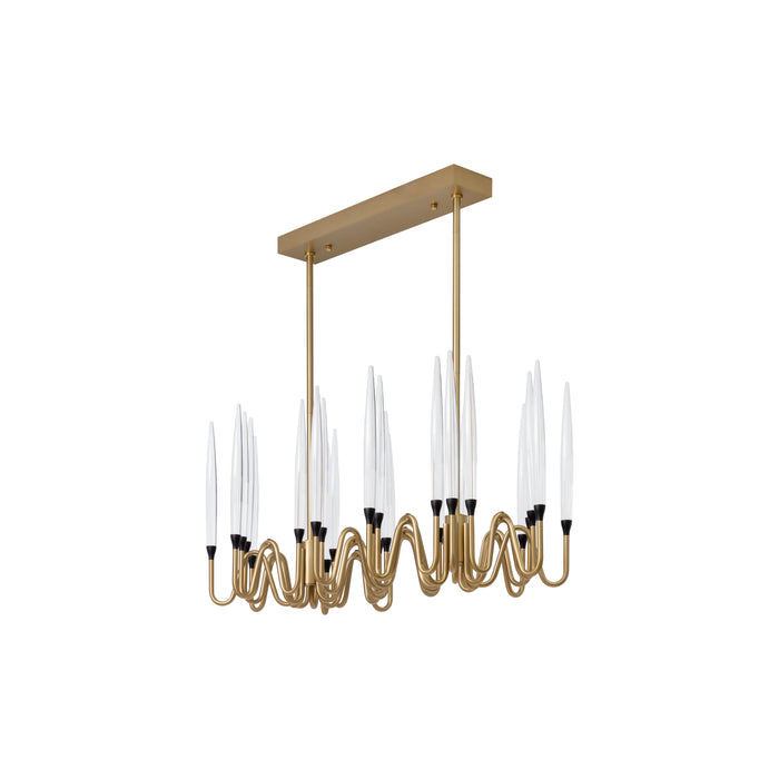 Sunpan Modern Hestia Gold Linear with Glass Chandelier