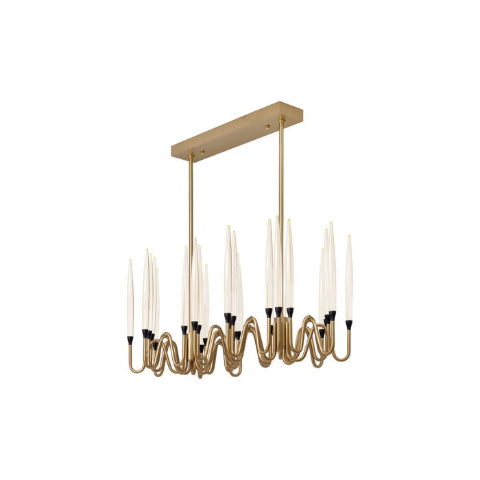 Sunpan Modern Hestia Gold Linear with Glass Chandelier