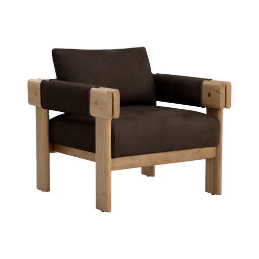 Sunpan Carmichael Brown Leather Modern Lounge Chairer Modern Lounge Chair