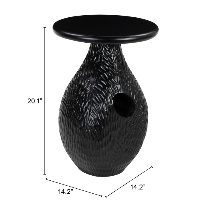 Zuo Piho Round Black Side Table