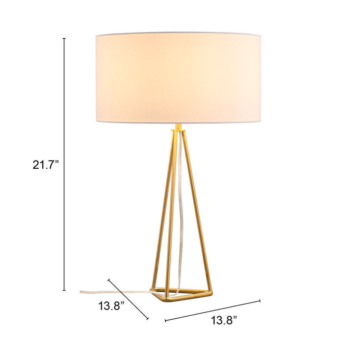 Zuo Sascha White & Brass Modern Glam Design Table Lamp