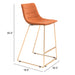 Zuo Adele Barstool Orange & Gold