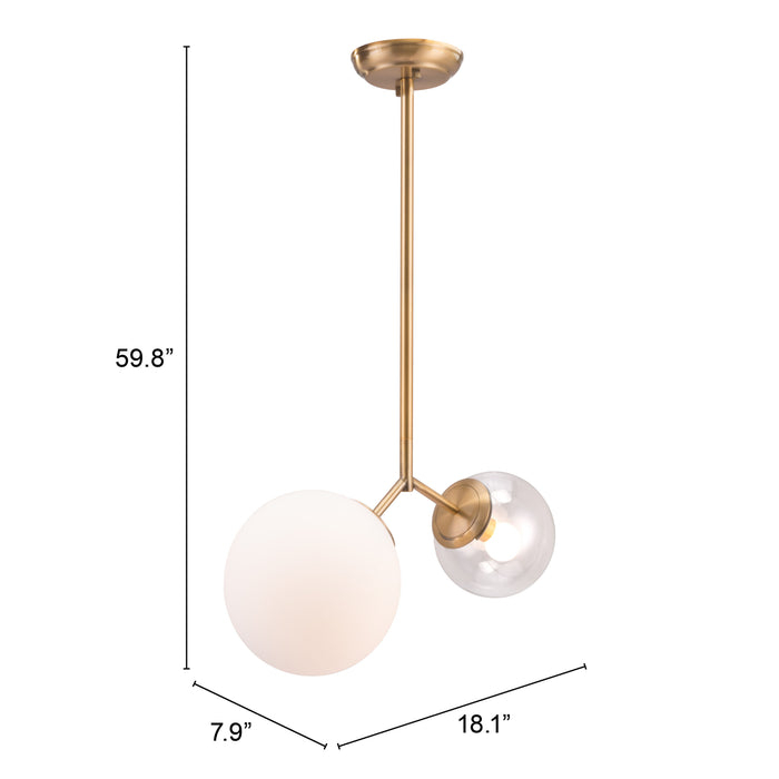 Anderson Teak Constance Modern Brass Ceiling Lamp with Glass Shades