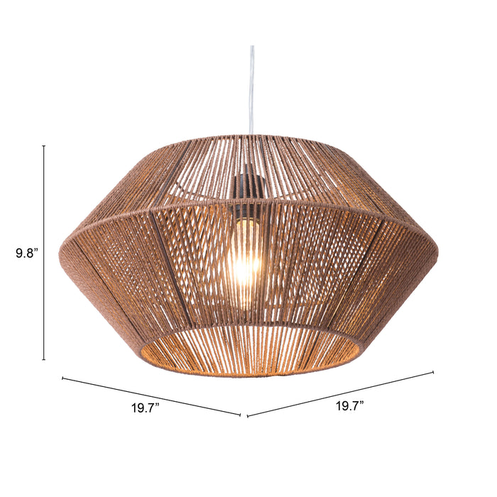 Zuo Kendrick Brown Transitional Ceiling Lamp with Paper Rope Shade