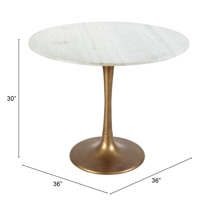 Zuo Fullerton Dining Table White & Gold