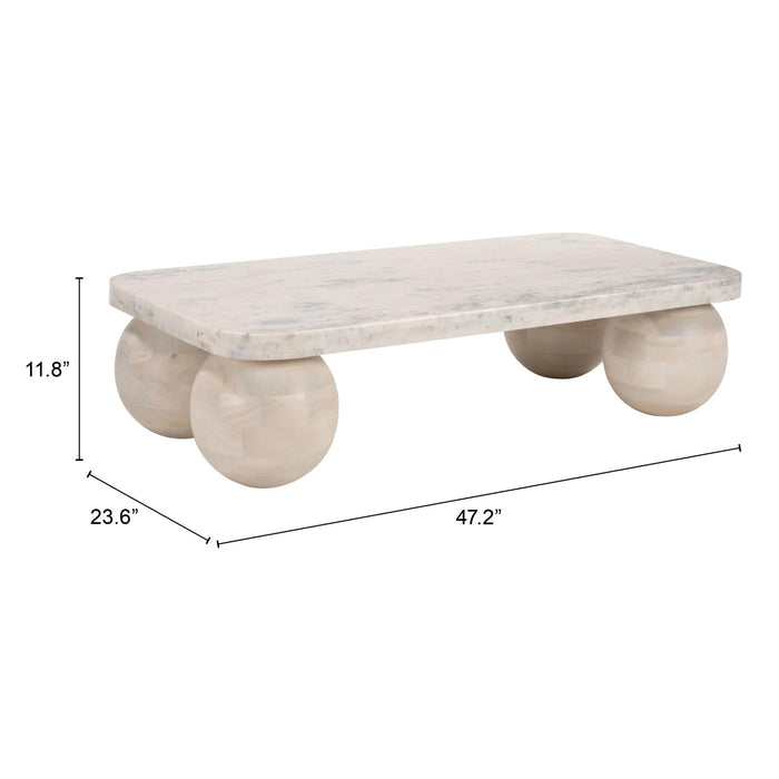 Zuo Camakat Rectangular Marble Coffee Table