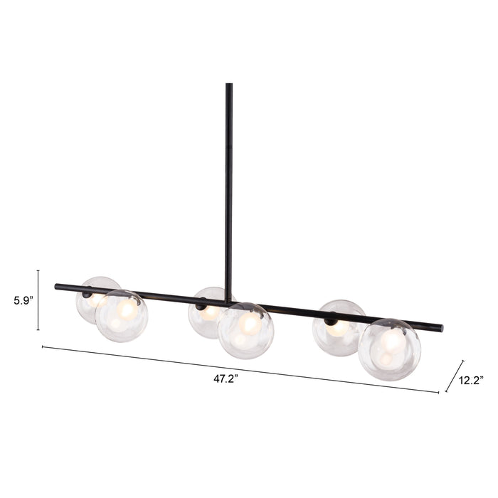 Zuo Keyoz Black Modern Ceiling Lamp with Clear Glass Shades