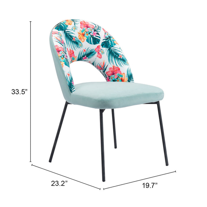 Zuo Bethpage Dining Chair Multicolor Print & Green