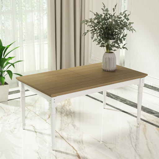 Anderson Teak Chenon Extension White & Beige Wood Dining Table