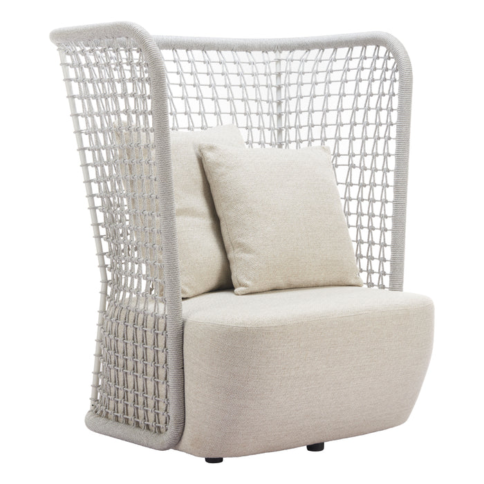 Zuo Hudu Beige Accent Chair with High Woven Back