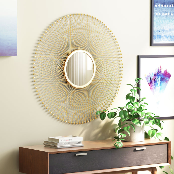 Zuo Glow Modern Round Gold Wall Mirror