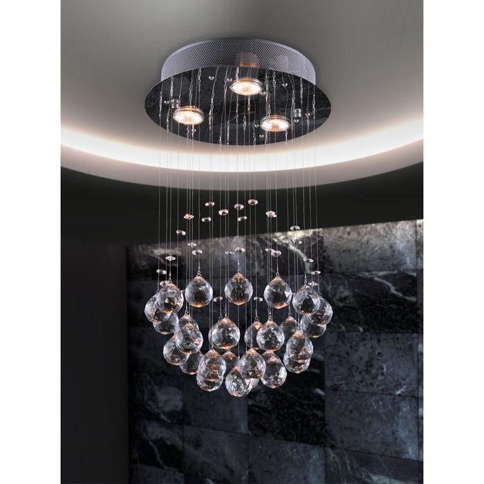 Zuo Pollow Chrome Modern Faceted Crystal Drops Ceiling Lamp