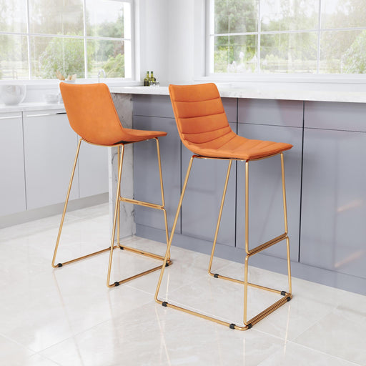 Zuo Adele Barstool Orange & Gold