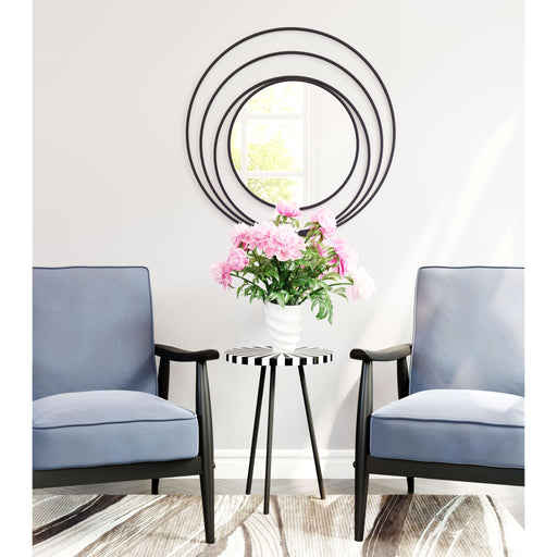 Zuo Luna Black Powder Coated Steel Round Wall Mirror