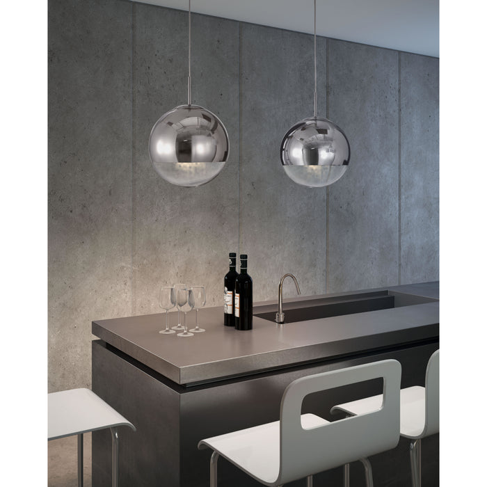 Zuo Kinetic Chrome Ceiling Lamp with Half-Chrome Glass Shade