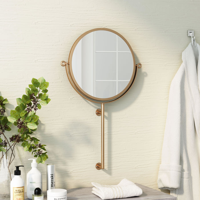 Zuo Bernis Adjustable Tilt Frame Modern Round Wall Mirror Brass