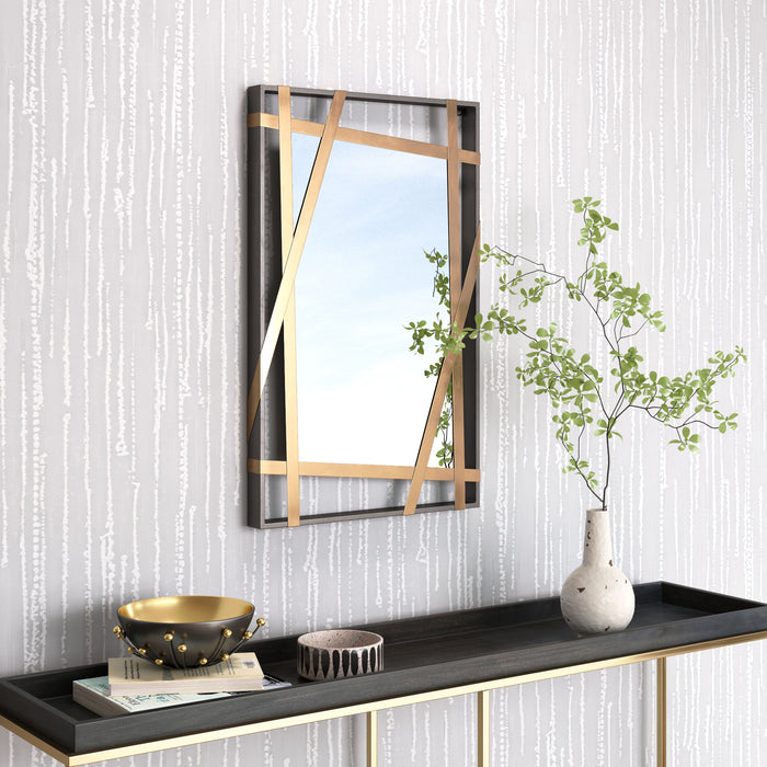 Zuo Tolix Modern Antique Gold & Black Rectangular Wall Mirror