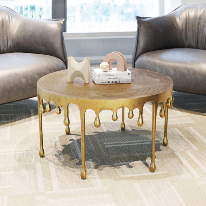 Zuo Drip Round Gold Coffee Table