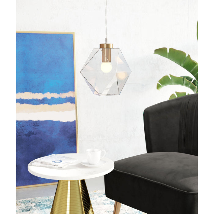 Zuo Jenny Brass Modern Boho Glam Ceiling Lamp with Geometric Shade