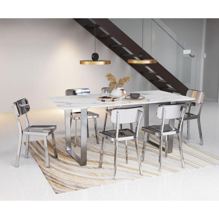 Zuo Atlas Dining Table White & Silver