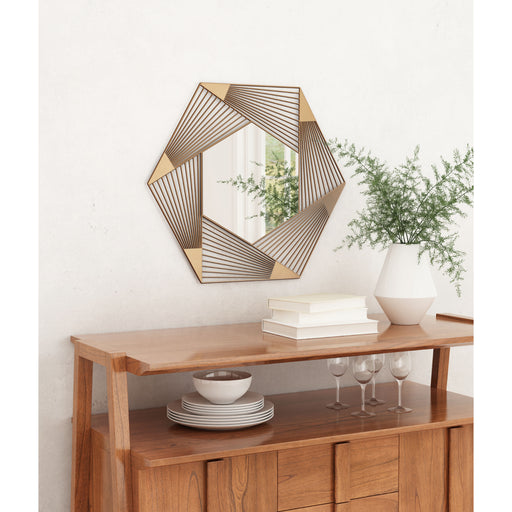 Zuo Aspect Modern Hexagonal Wall Mirror Copper