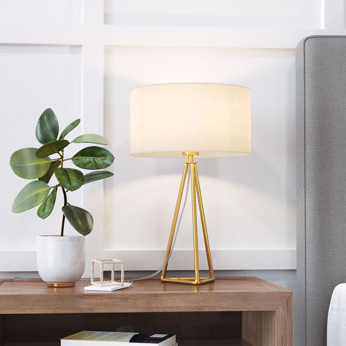 Zuo Sascha White & Brass Modern Glam Design Table Lamp