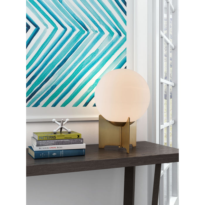 Zuo Pearl White Frosted Glass & Brass Modern Accent Light Table Lamp