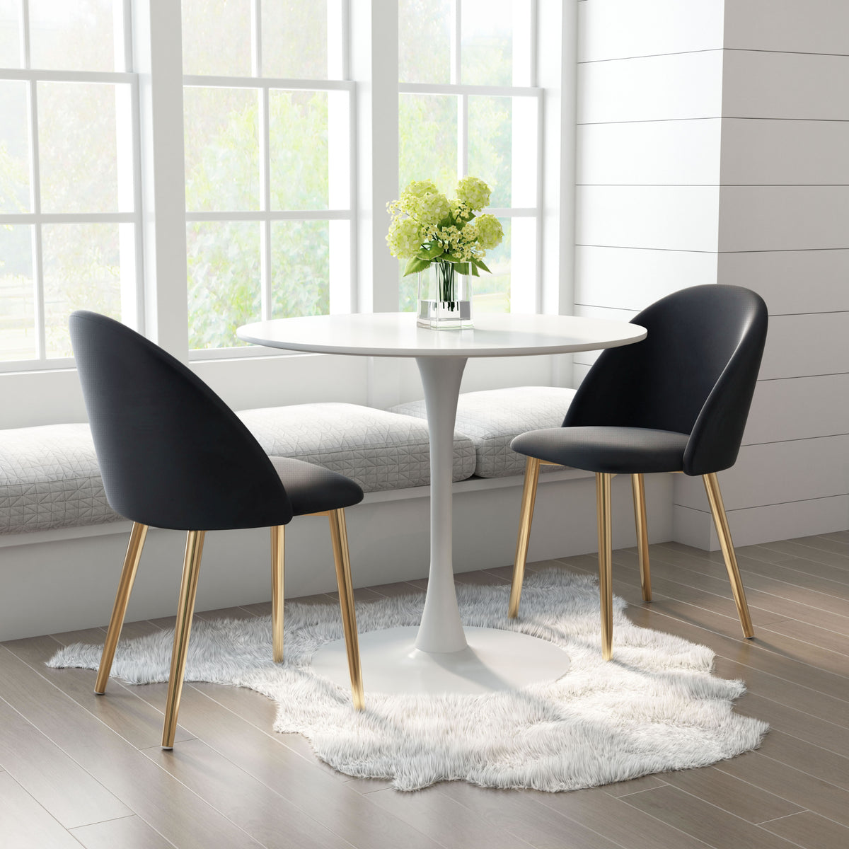 Zuo Modern Opus 4 Person White Cozy Dining Table Set — TableUps