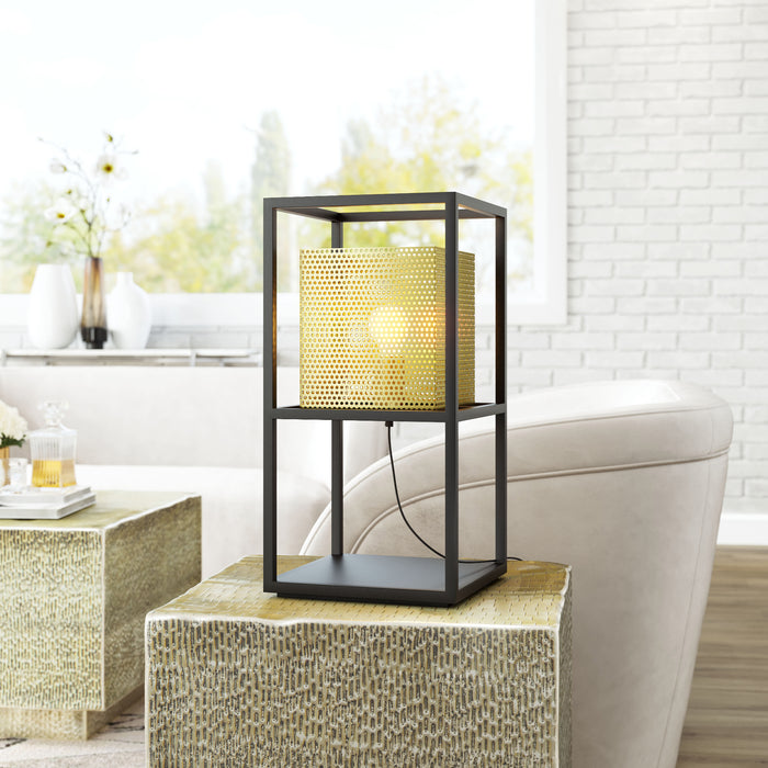 Zuo Yves Modern Design with Perforated Shade Gold & Black Table Lamp