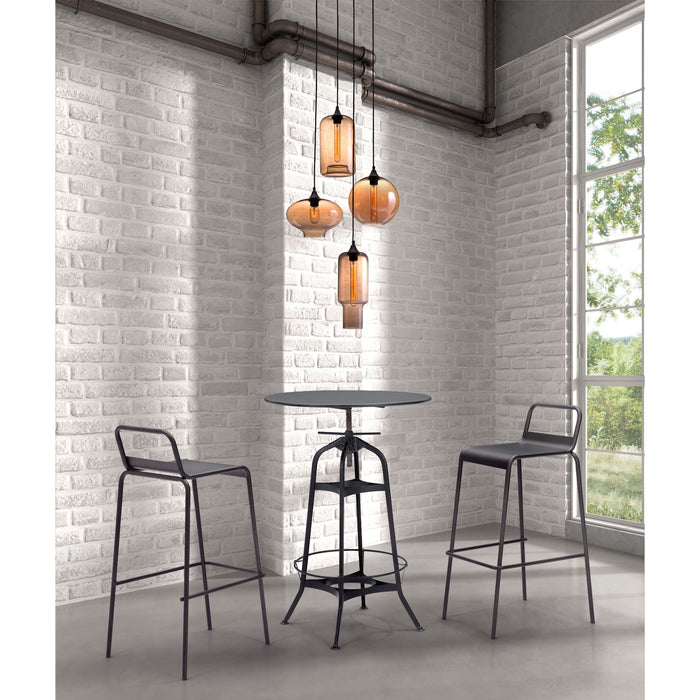 Zuo Lambie Ceiling Industrial Bohemian Lamp with Amber Glass Globes