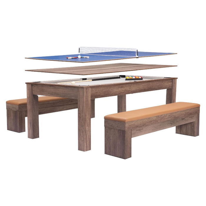 Bonker 3 in 1 Dining / Pool / Ping Pong Table Brown