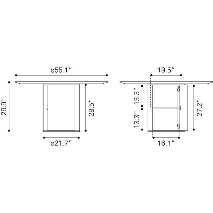 Zuo Izola Modern Dining Table with Storage