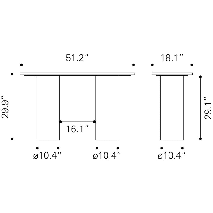 Zuo Modern Izola Marble Console Table