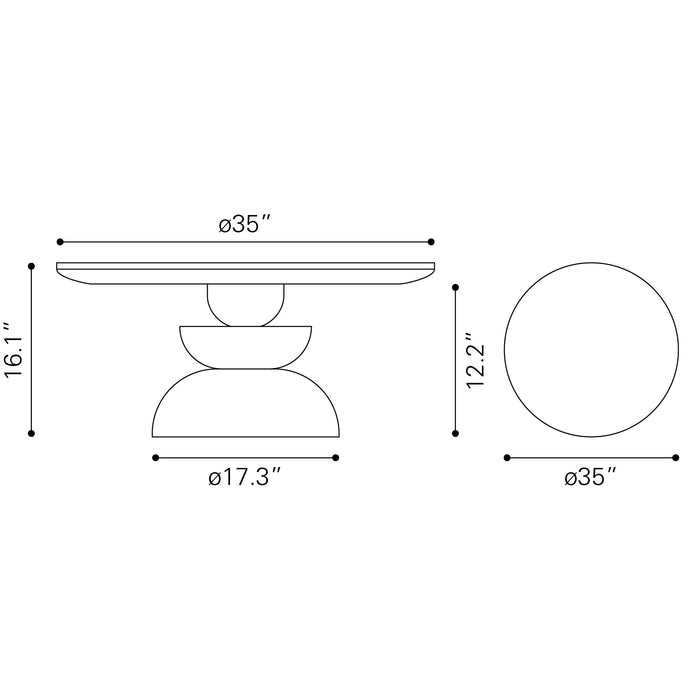 Zuo Bilanka Round Wood Coffee Table