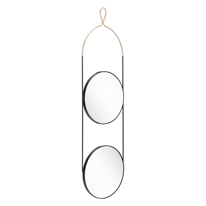 Zuo Zodiac Modern Gold & Black Round Wall Mirror