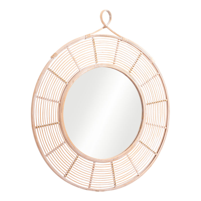 Zuo Lobo Natural Round Rattan Wall Mirror