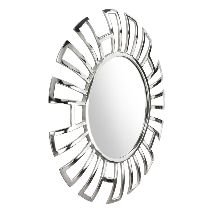 Zuo Calmar Polished Aluminum Frame Modern Round Mirror Chrome