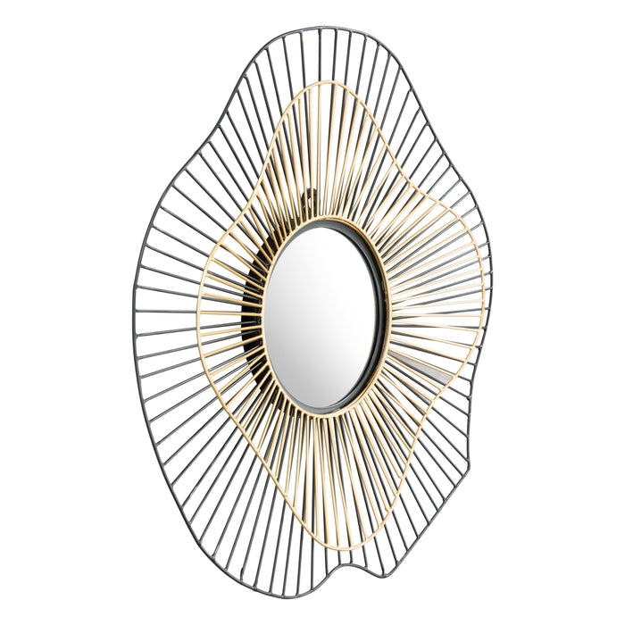 Zuo Comet Modern Accent Round Wall Mirror Black & Gold