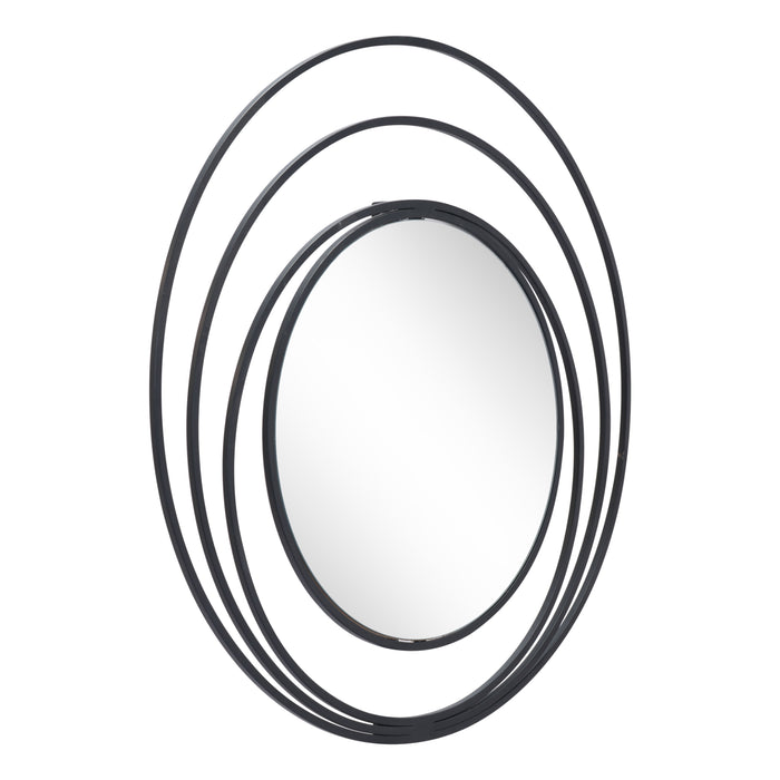 Zuo Luna Black Powder Coated Steel Round Wall Mirror