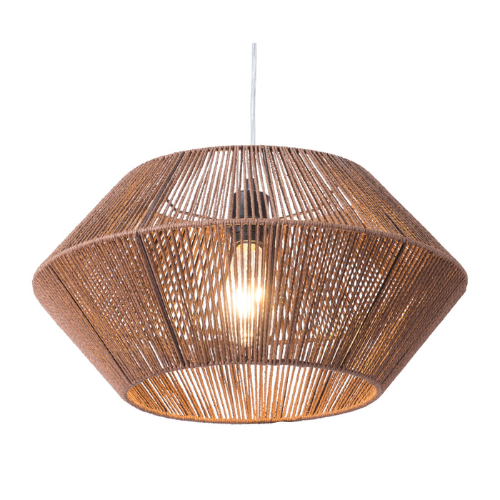 Zuo Kendrick Brown Transitional Ceiling Lamp with Paper Rope Shade