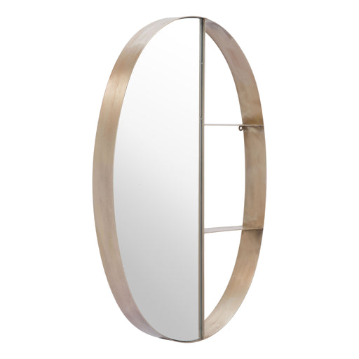 Zuo Latitude Modern Oval Shelf Antique Bronze Wall Mirror