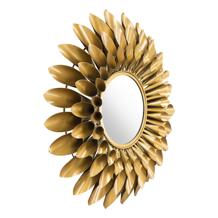 Zuo Sunflower Modern Gold Powder Coated Iron Round Mirror