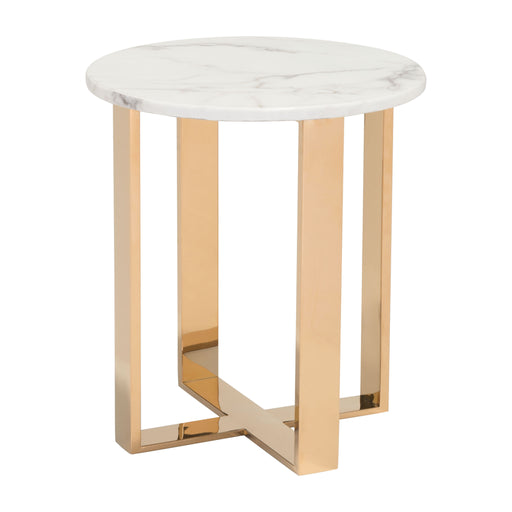 Zuo Atlas White & Gold End Table