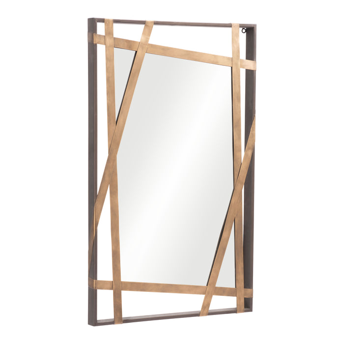 Zuo Tolix Modern Antique Gold & Black Rectangular Wall Mirror