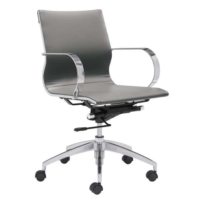 Zuo Glider Low Back Office Chair Gray