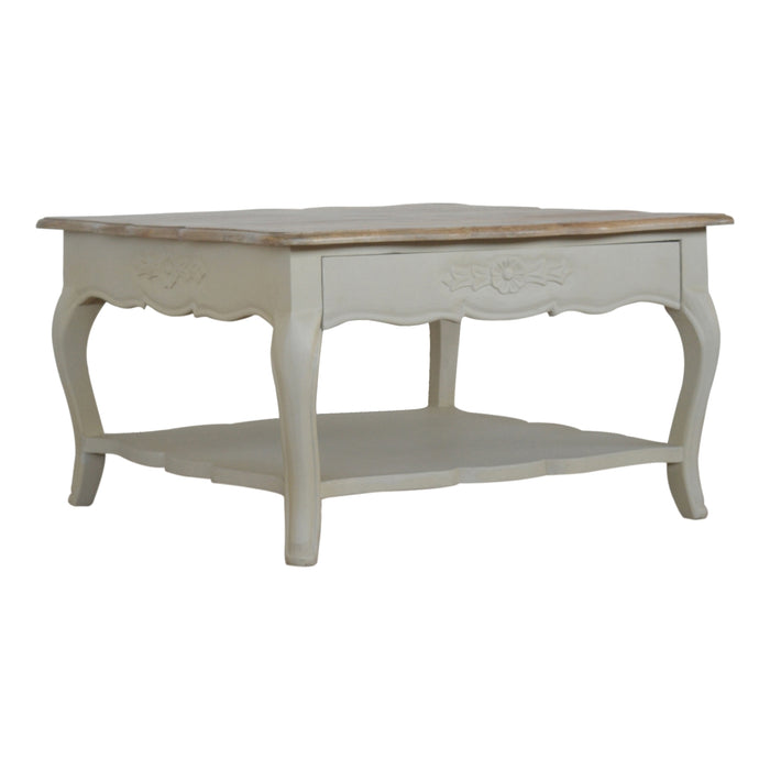 TableUps Amberly Carved Luxury Coffee Table with Drawers