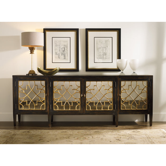 Hooker Furniture Sanctuary Four Door Mirrored Console- Ebony 