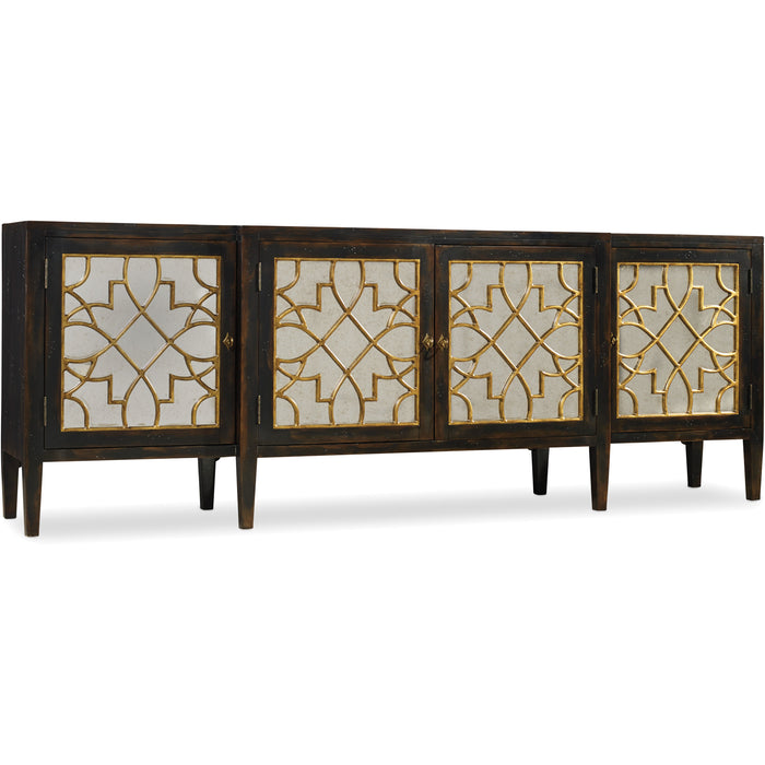 Hooker Furniture Sanctuary Four Door Mirrored Console- Ebony 