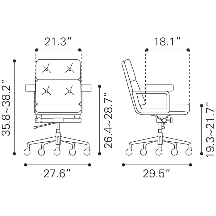 Zuo Smiths Office Chair Black